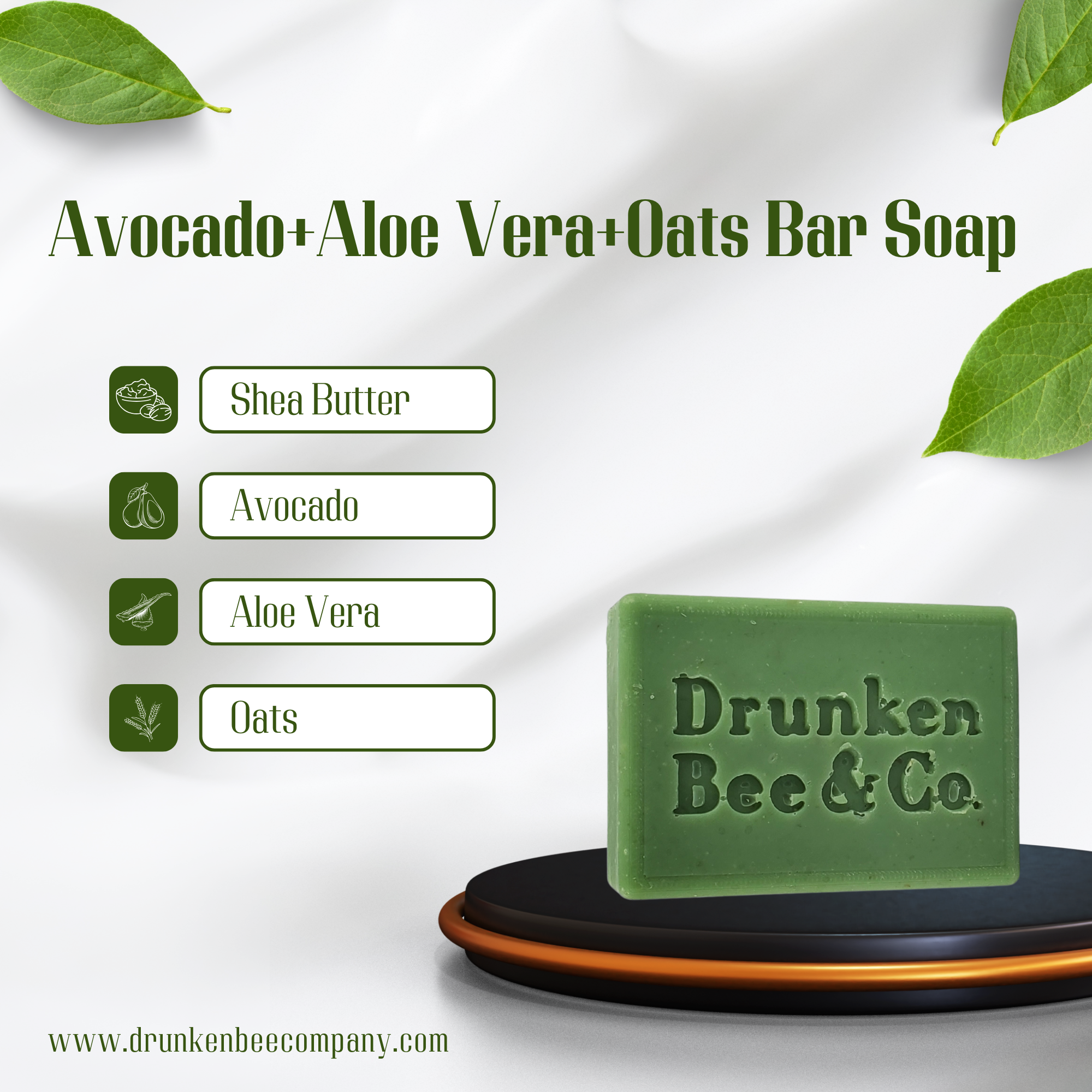 Avocado +Aloe Vera + Oats Handmade Bar Soap - 4.5oz