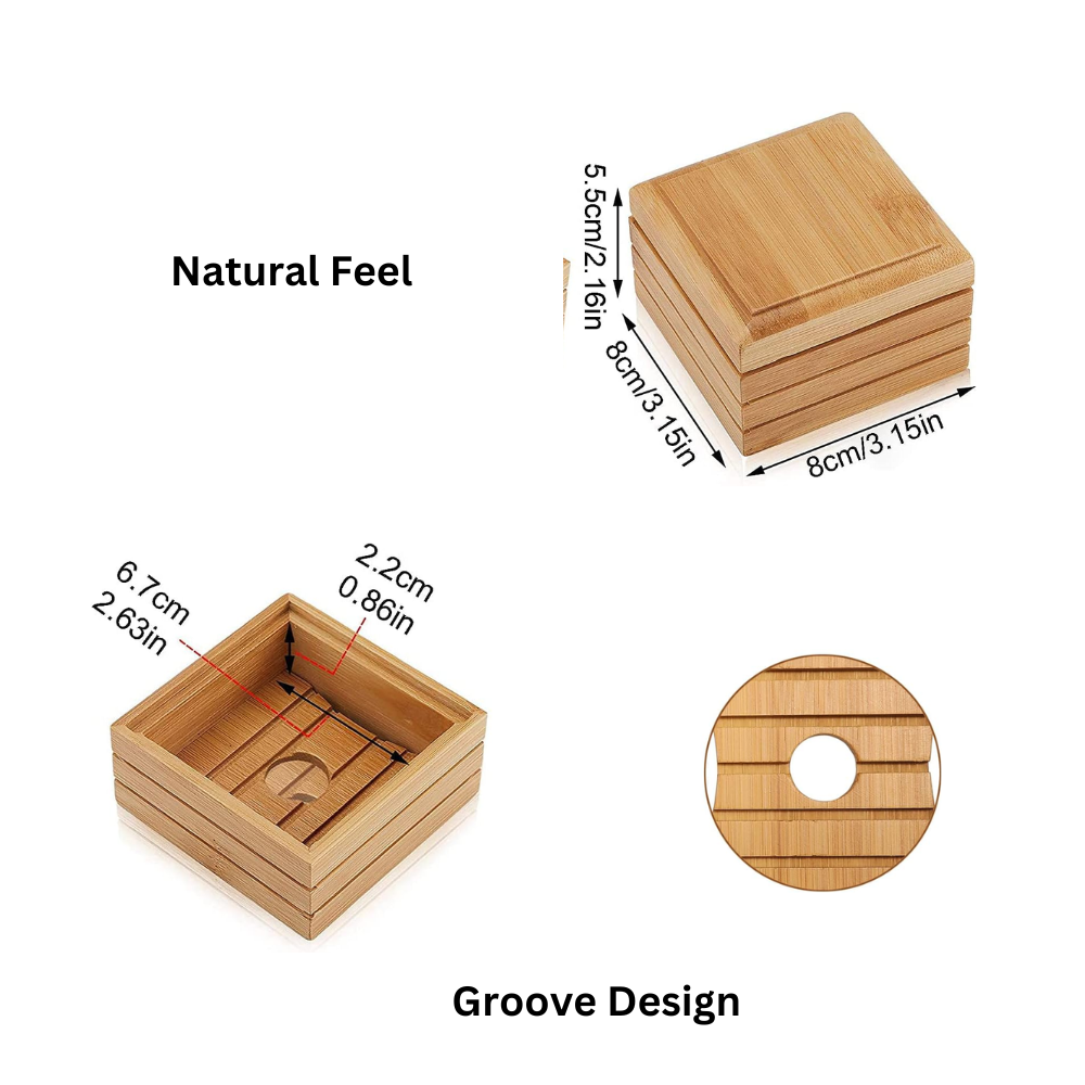 Eco-Friendly Square Bamboo Soap Dish/Box with Lid